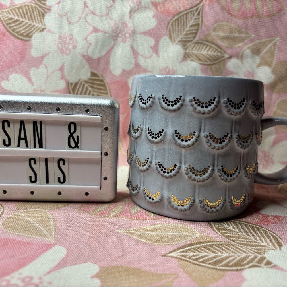 Starbucks Mug with Gray and Gold Design